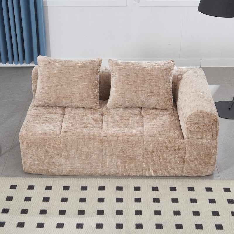 GDFStudio - Chenille Modular Chaise Lounge with 2 Pillowes