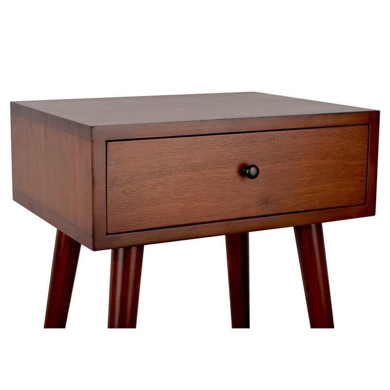 Mid Century 1-Drawer Wood Side Table - Brown - No Drawers