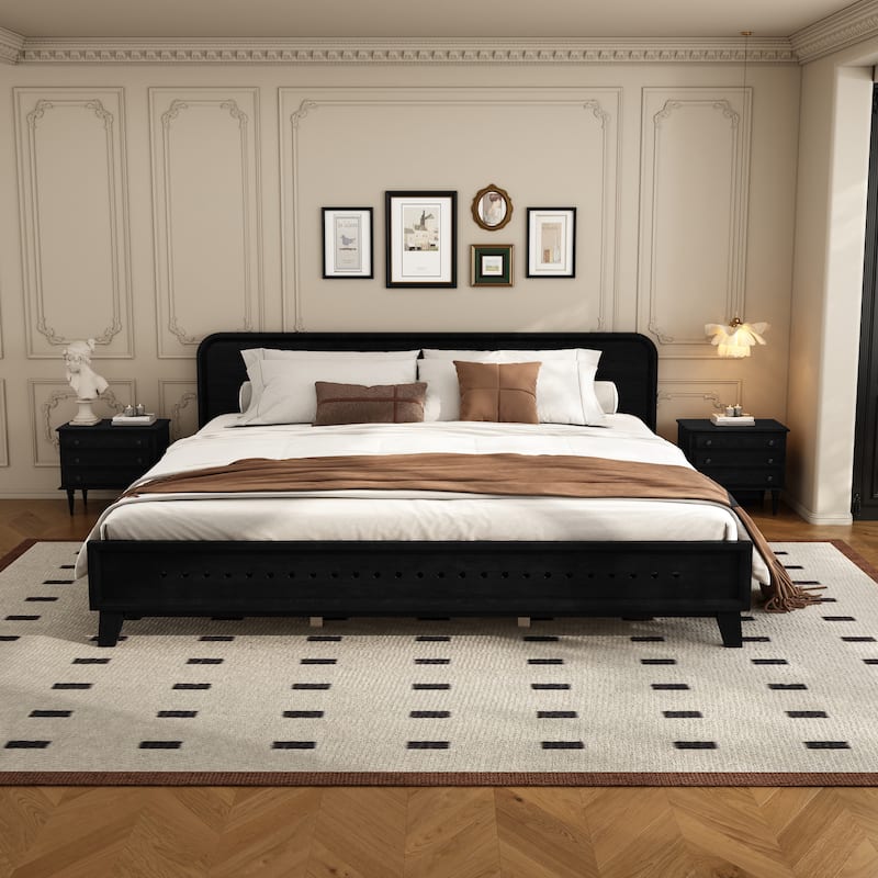 Christopher Knight Home- Alaric Solid Pine Wood Bed with Headboard