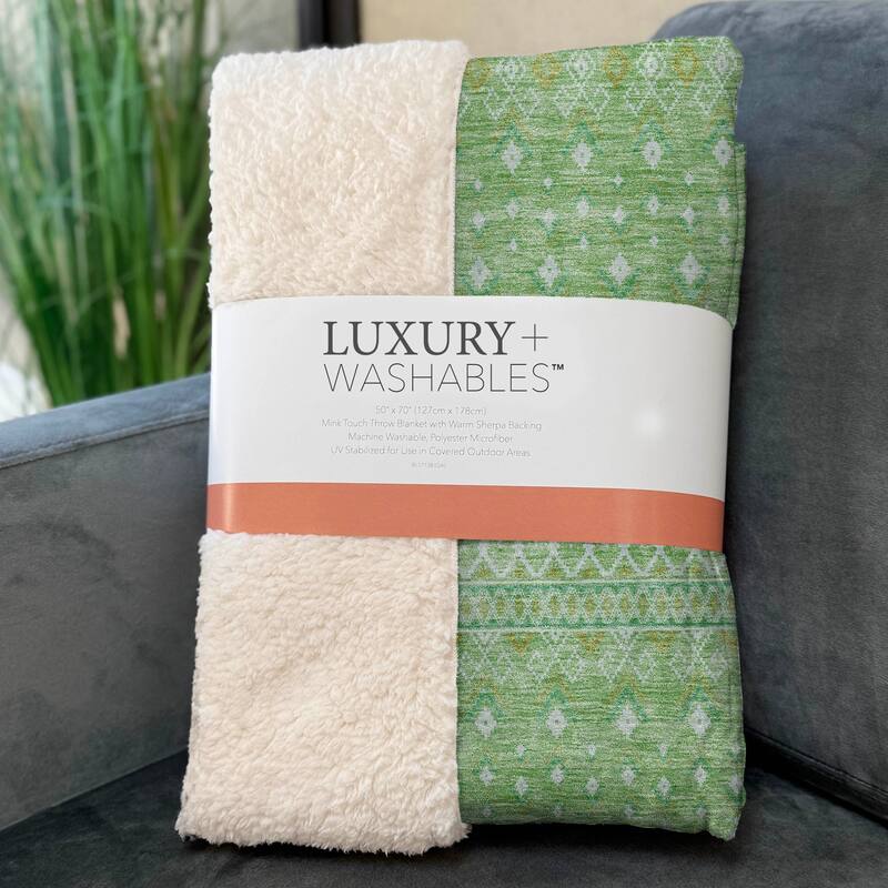 Premium Machine Washable Boho Moroccan Sherpa Throw Blanket
