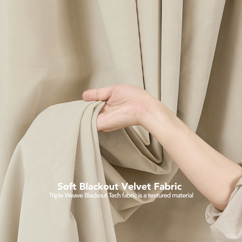 Deconovo Velvet Blackout Curtains, 2 Panels, Thermal Insulated