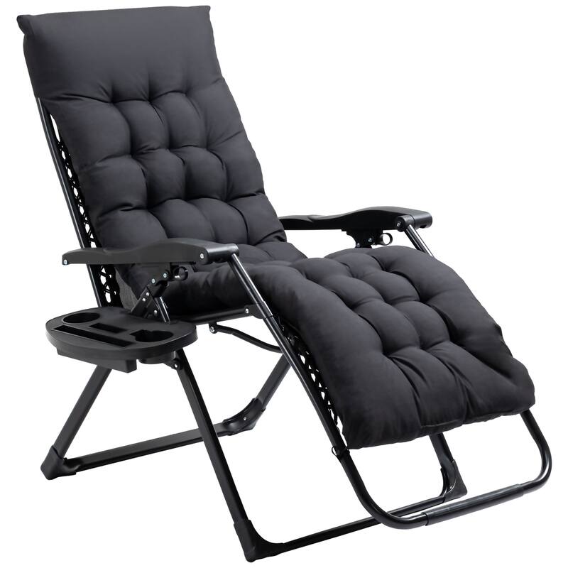 Outsunny Zero Gravity Chair, Folding Reclining Lounge Chair with Padded Cushion, Side Tray for Indoor and Outdoor