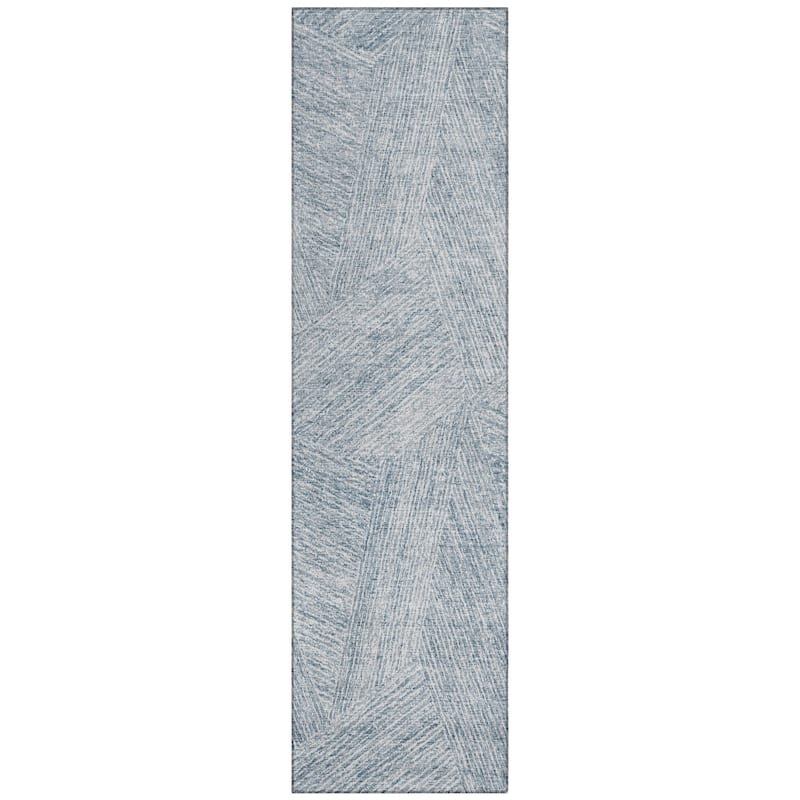 Machine Washable Indoor/ Outdoor Solid Geo Chantille Rug