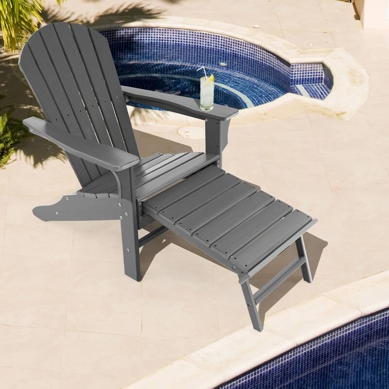 Gymax Set of 2 Patio Adirondack Chair HDPE Outdoor Lounge Chair w/