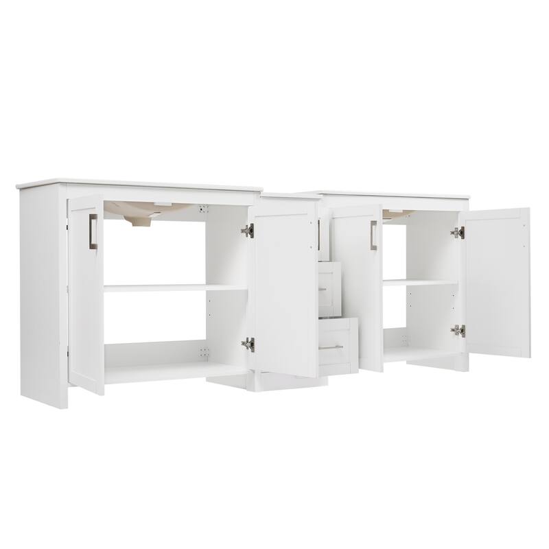 Roomfitters 84" Double-Sink Vanity, Aesthetic Modern Design with Quartz Top, Adjustable Shelves