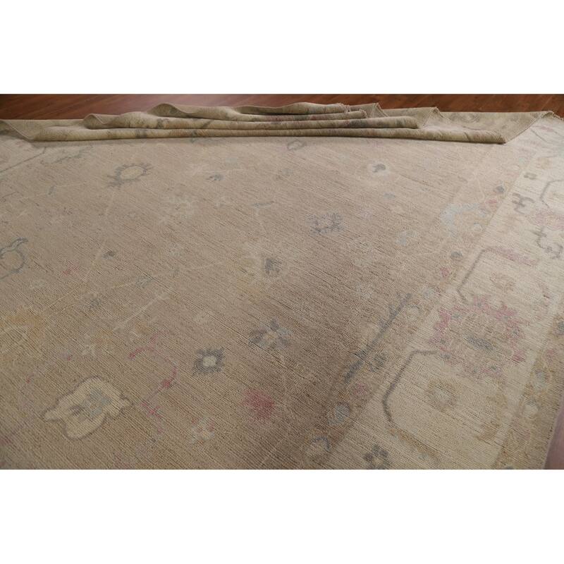 Vegetable Dye Oushak Turkish Area Rug Handmade Wool Carpet - 9'7"x 13'3"