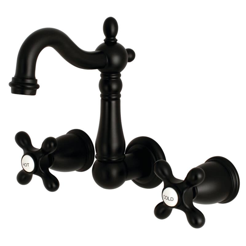 Kingston Brass Heritage 1.2 GPM Wall Mounted Bathroom Faucet with - Matte Black