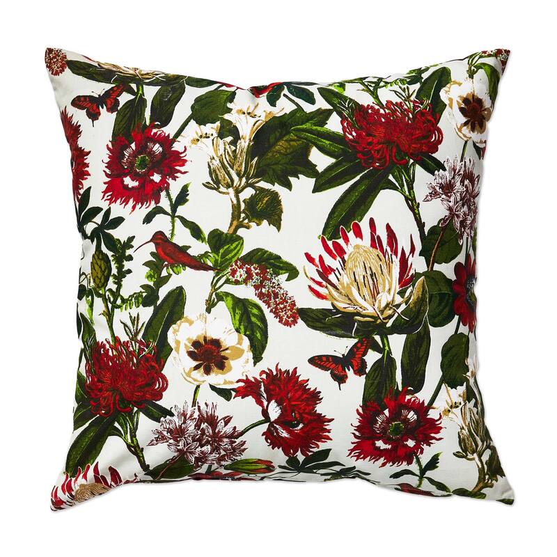 In The Garden Botanical Pillow Leaf Print Cotton Machine Wash Throw Pillow Square 20x20 inch