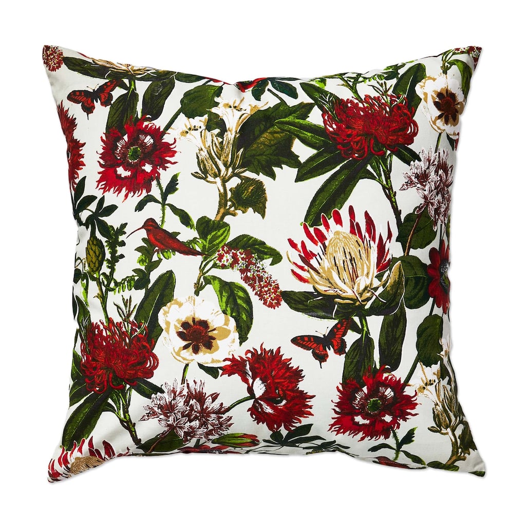 In The Garden Botanical Pillow Leaf Print Cotton Machine Wash Throw Pillow Square 20x20 inch