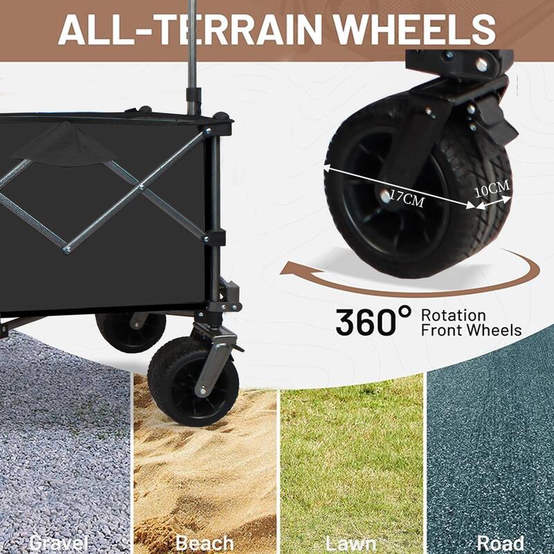 Push Pull Foldable Beach Wagon Cart