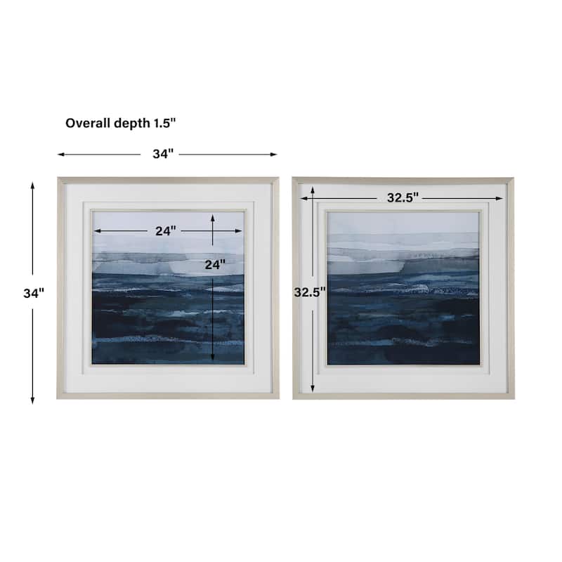 Uttermost Rising Blue Abstract Framed Prints, Set/2