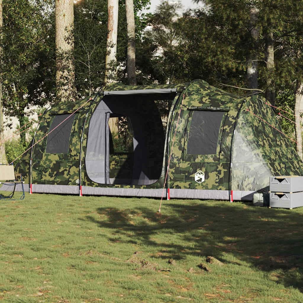 vidaXL Camping Tent Tunnel 4-Person Camouflage Waterproof - 185.8 x 96.5 x 75.6