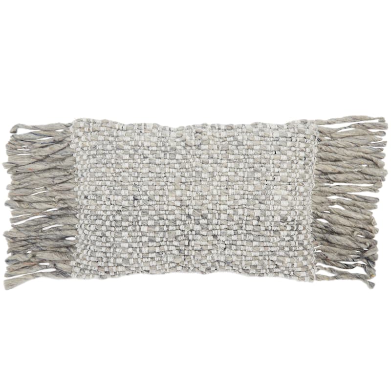 Cress Textured Lumbar Pillow - 16"X24" Cover Only - Light Grey/Ivory
