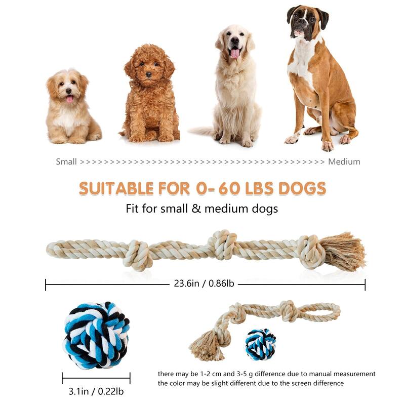 Dog Rope Toys with Interactive Ball, Heavy Duty Dog Rope Toy for Large and Medium Aggressive Chewers, Tug of War Dog Toy