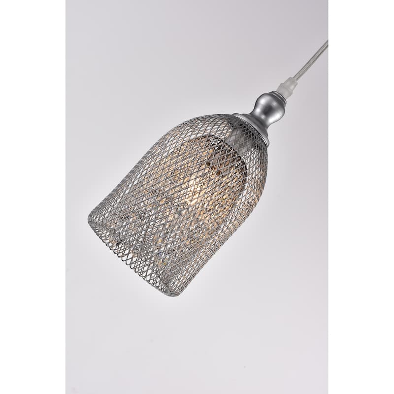 Lilah Silver 5-Light Metal Bell Shades Cluster Cylinder Pendant Light