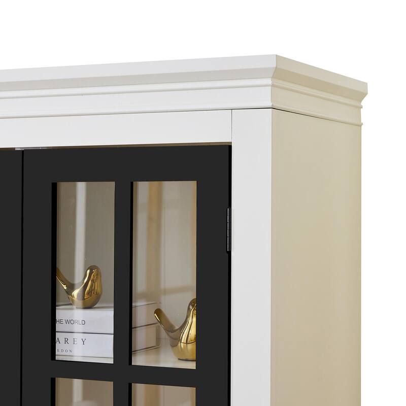 71.2'' Tall Display Cabinet with Glass Doors, Rustic Style China Cabinet, Curio Cabinet for Collectibles Figures Trophies