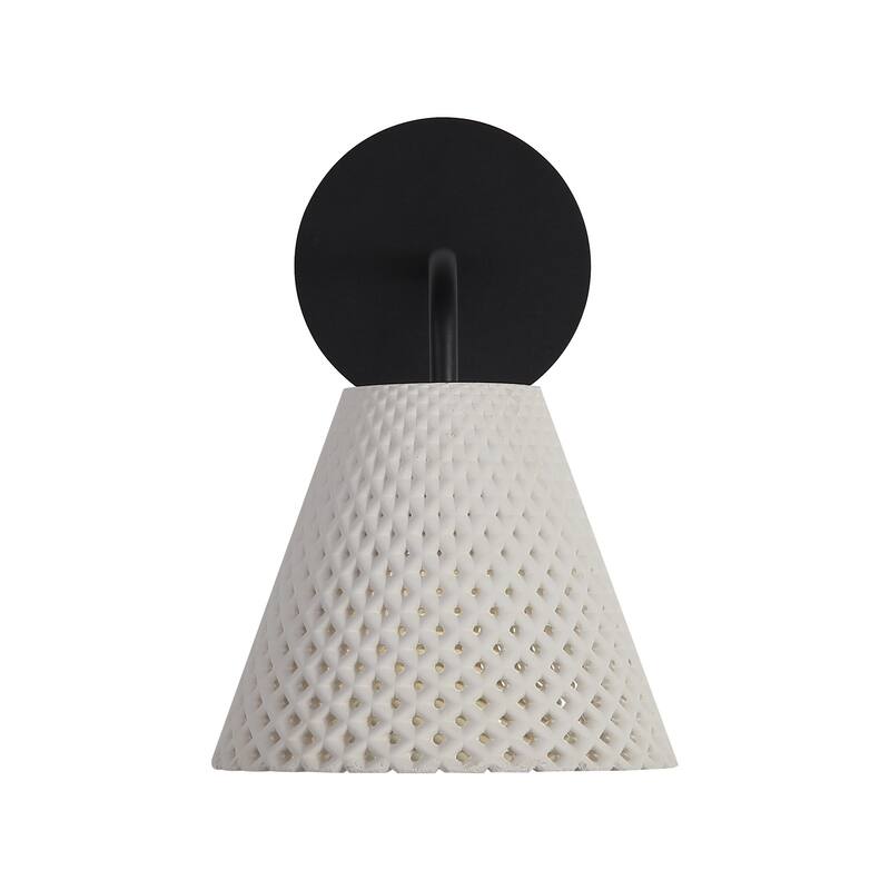 Golden Lighting 2419-OWL Clarus 7" Tall Outdoor Wall Sconce - White Sandstone Cement