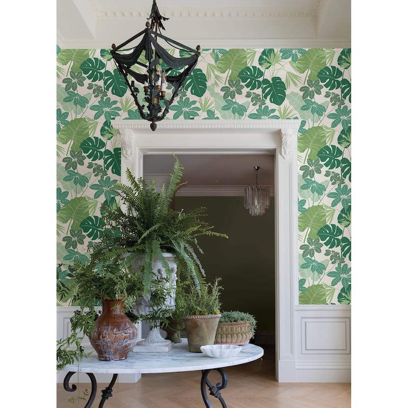 A-Street Prints Medellin Green Rainforest Floor Wallpaper