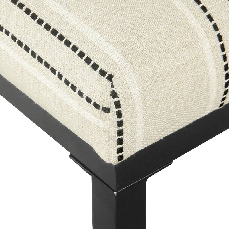Toko Backless Counter Stool, White Striped Polyester, Industrial Black