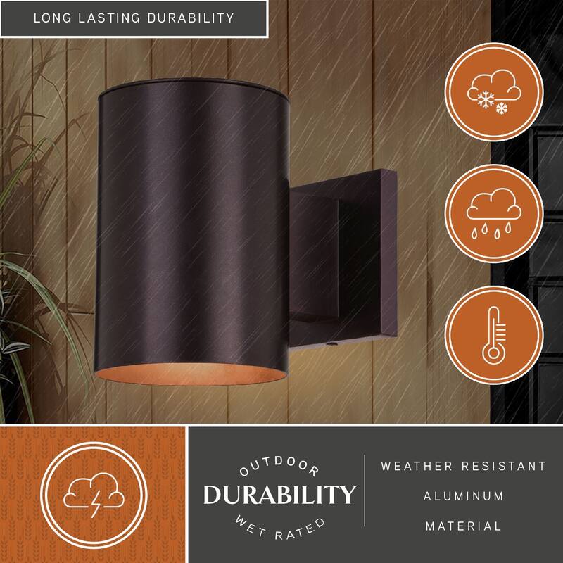 Chiasso Aluminum 1 Light Dark Sky Cylinder Outdoor Wall Lantern - 5-in W x 7.25-in H x 8-in D