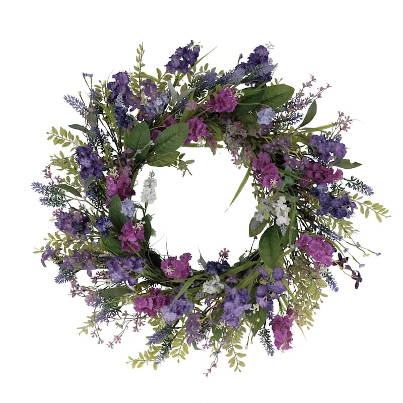 24" Puleo International Artificial Lavender Floral Spring Wreath