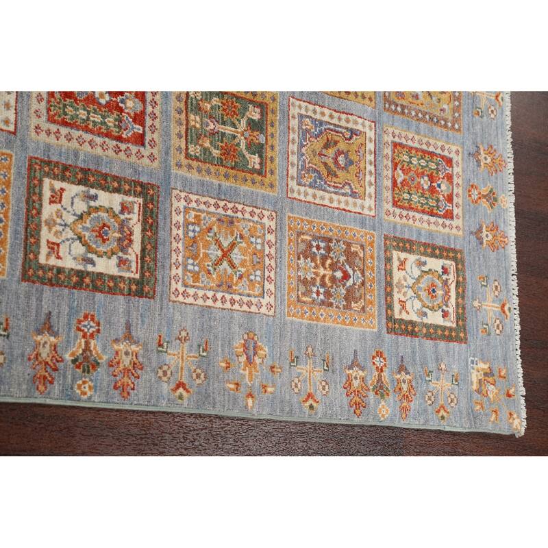 Traditional Garden Design Kazak Oriental Wool Runner Rug Hand-knotted - 2'9" x 10'5"