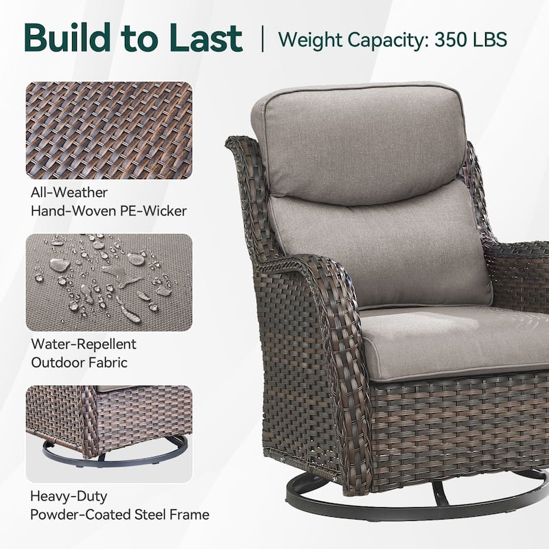 Pocassy Outdoor Swivel Chairs Patio Furniture Set