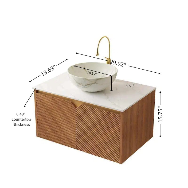 Wall-mounted Bathroom Vanity with Bowl Vessel Basin