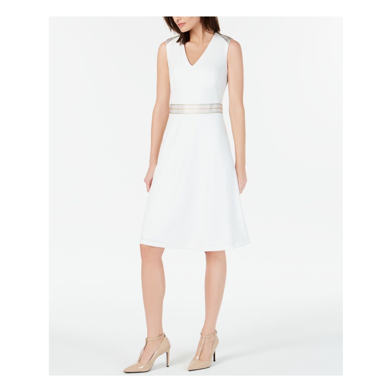 calvin klein white sleeveless dress