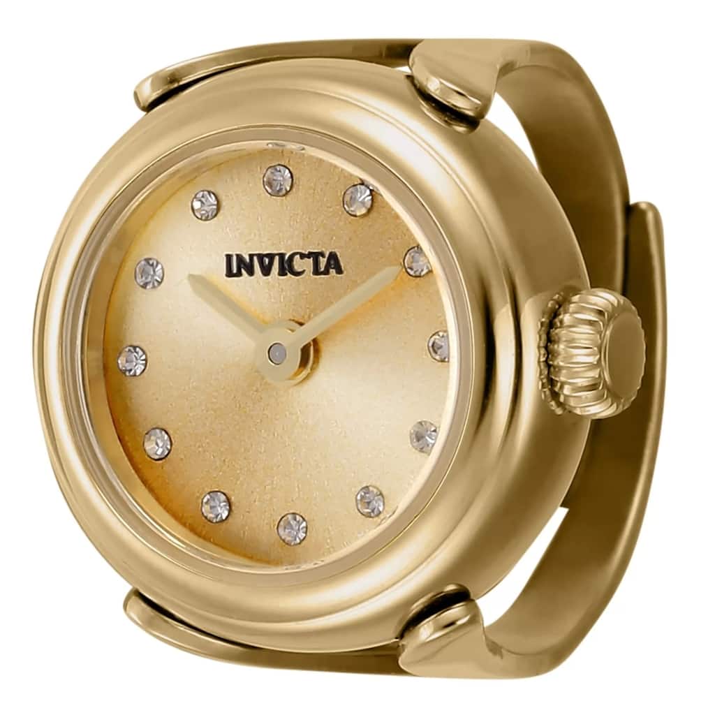 Invicta Women's 44483 Mini Quartz 2 Hand Gold Dial Ring Watch