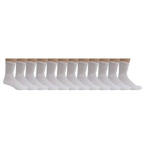 RG Men's Cotton Crew Athletic Sock, 12-Pack (White)
