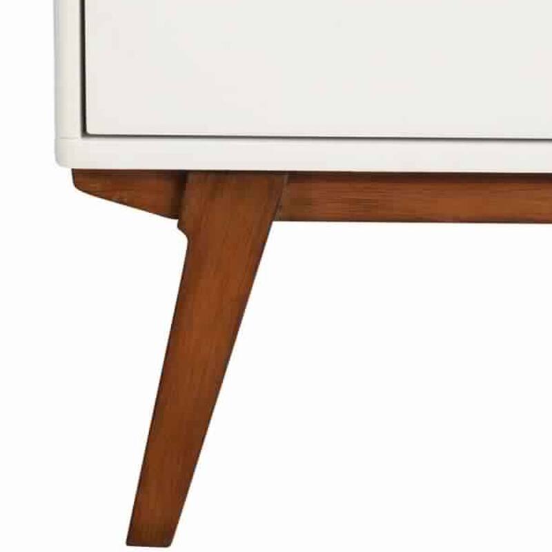 White/Brown 2 Drawer 21 in. W Nightstand with Angled Legs