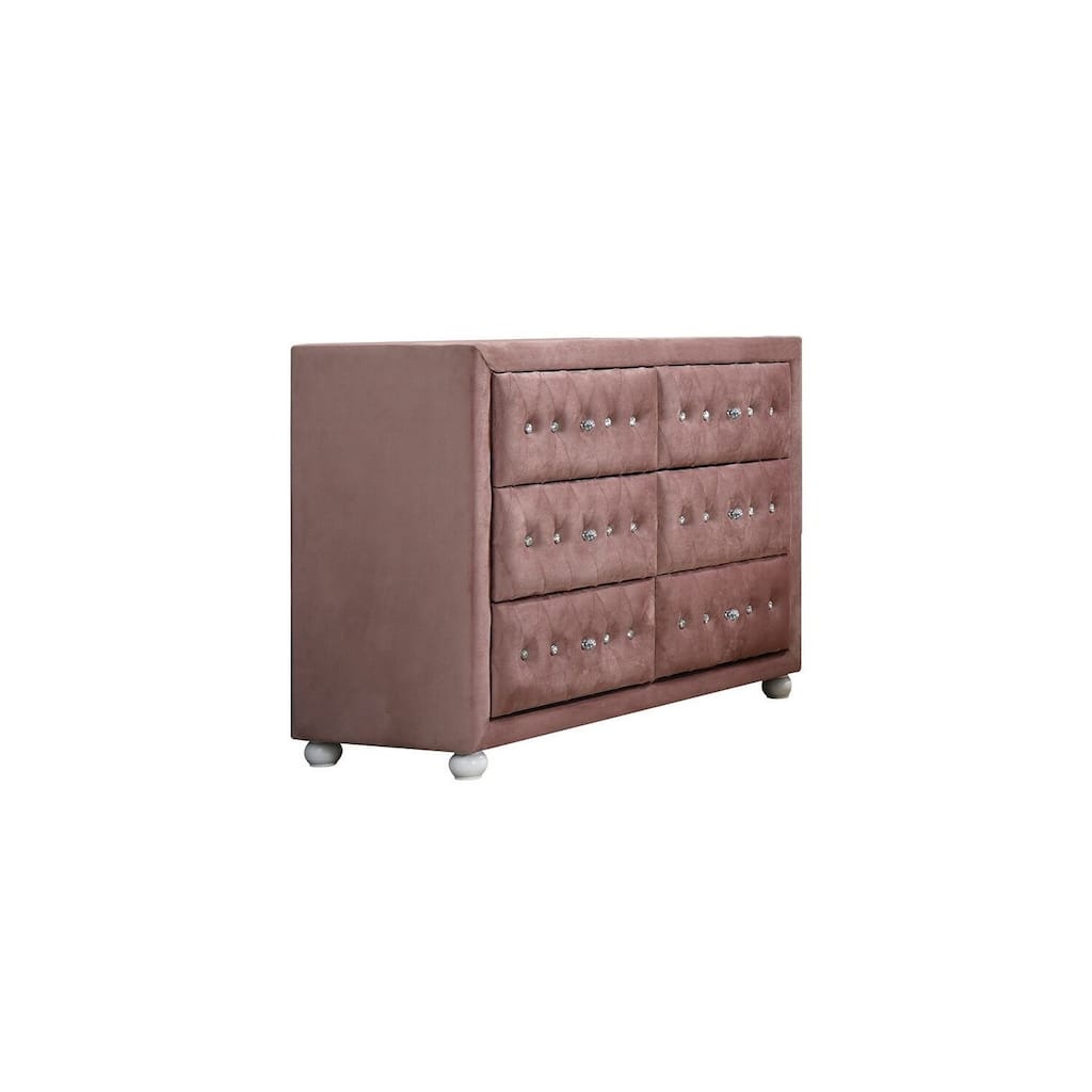 Pink Fabric Dresser - 40" Wide Storage Chest for Bedroom - Modern Style Dresser with Ample Space