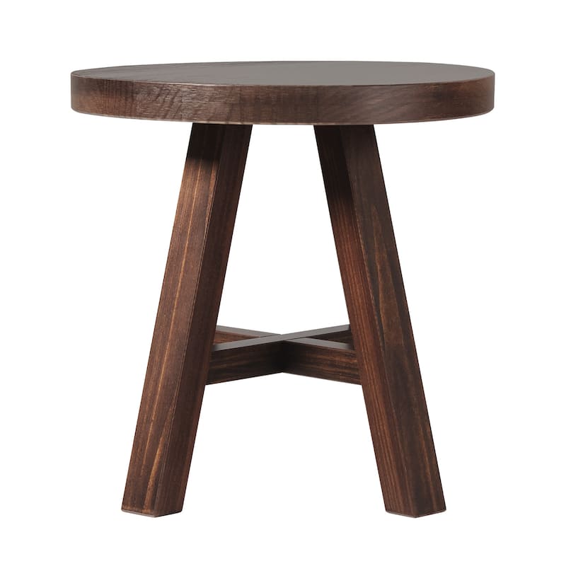 Walker Edison Modern Farmhouse Circle Solid Wood Side Table