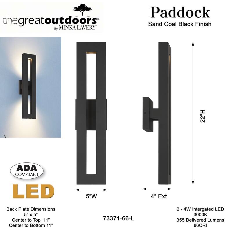 The Great Outdoors 73371-L Paddock 22" Tall LED ADA Outdoor Wall