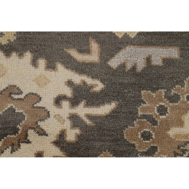 Gray Oushak Oriental Area Rug Hand-Knotted Wool Carpet - 9'0"x 11'11"