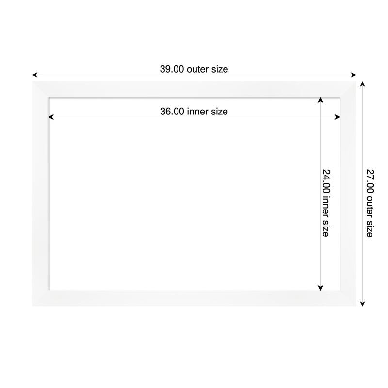 Amanti Art Cabinet White Narrow Framed Dry Erase Magnetic Board - 39 x 27 in