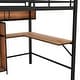 preview thumbnail 5 of 9, Multi -functional Full Size Metal and Wood Loft Bed with L-Shaped Desk, Shelves & Guardrails, Safety Guaranteed, Black+Brown