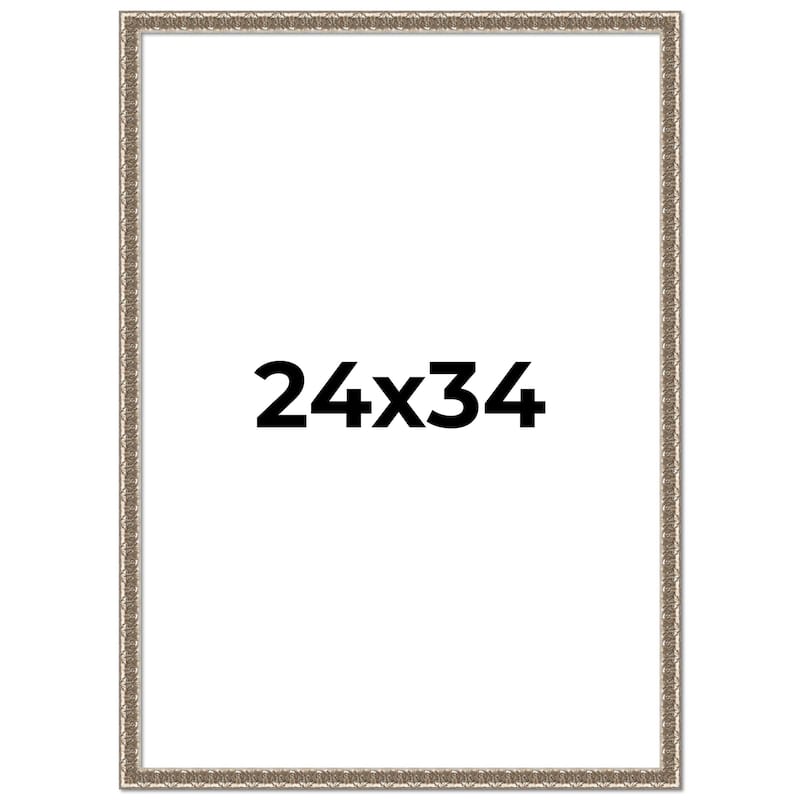 24x34 Frame Silver Versailles Ornate Solid Wood Picture Frame | 1 Inch