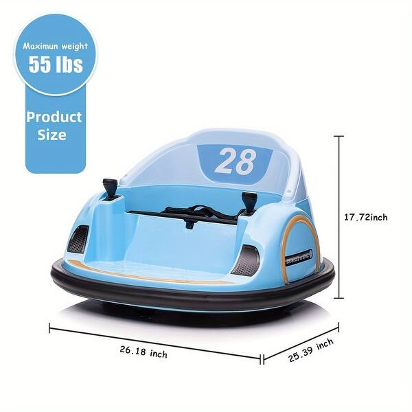 12V Electric Ride-On Bumper Car with 360° Rotation, Battery Display, LED Lights and Music, Battery Powered, Blue