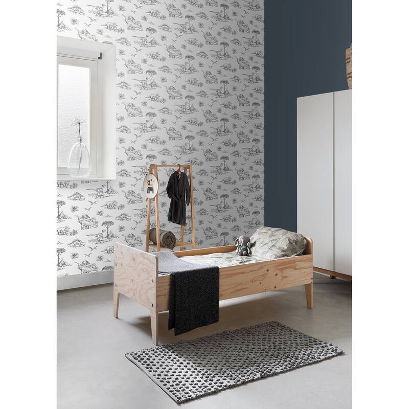 Chesapeake Isolde Charcoal Dinosaurs Wallpaper - 20.9 x 396 x 0.025