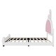 preview thumbnail 20 of 22, Twin Size Upholstered Platform Bed with Rabbit Shaped Headboard in Pink