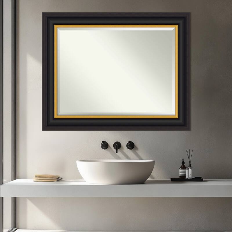 Sierra Beveled Wood Framed Bathroom Vanity Wall Mirror