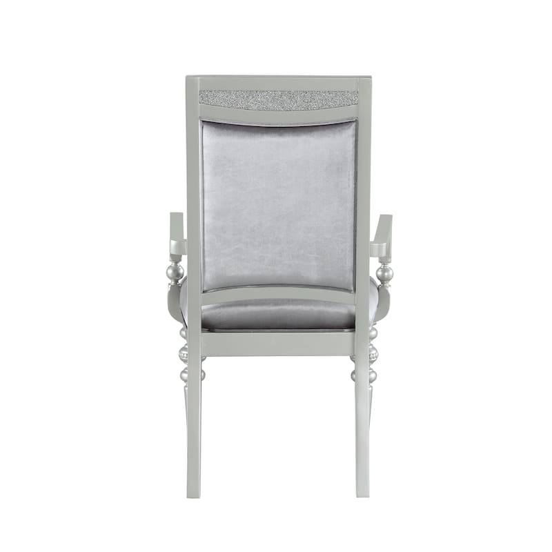 Grey and Platinum Upholstered Arm Chairs (Set of 2)