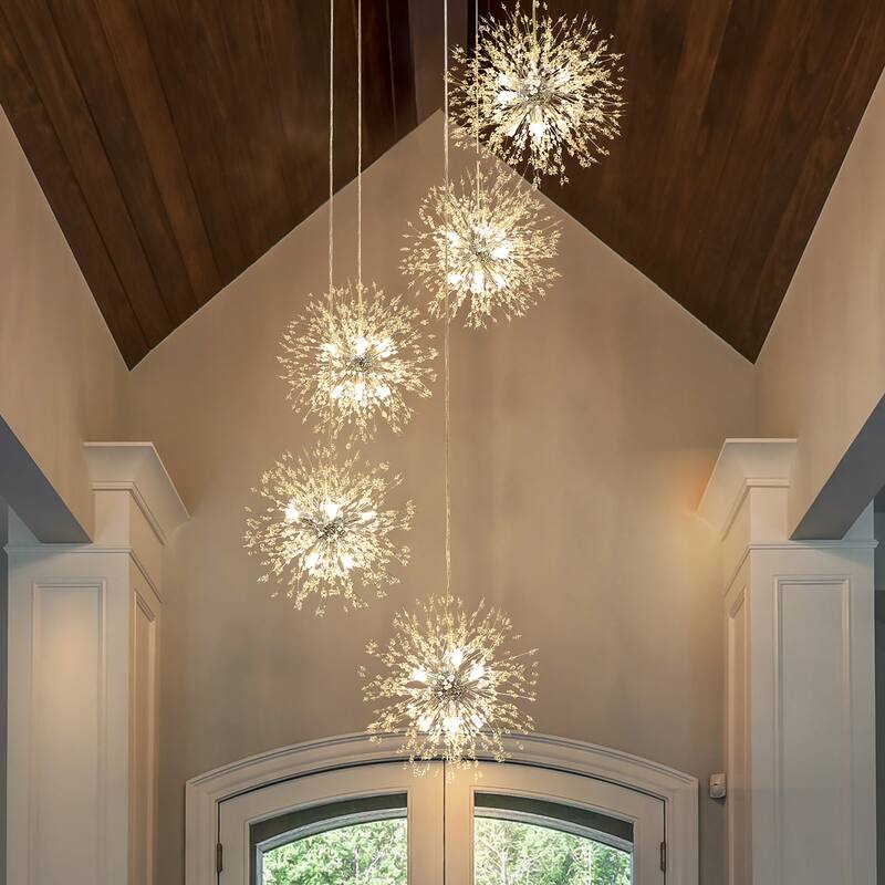 24/40-Lights Modern Glam Globe Crystal Chandelier - 5-Globes - Chrome