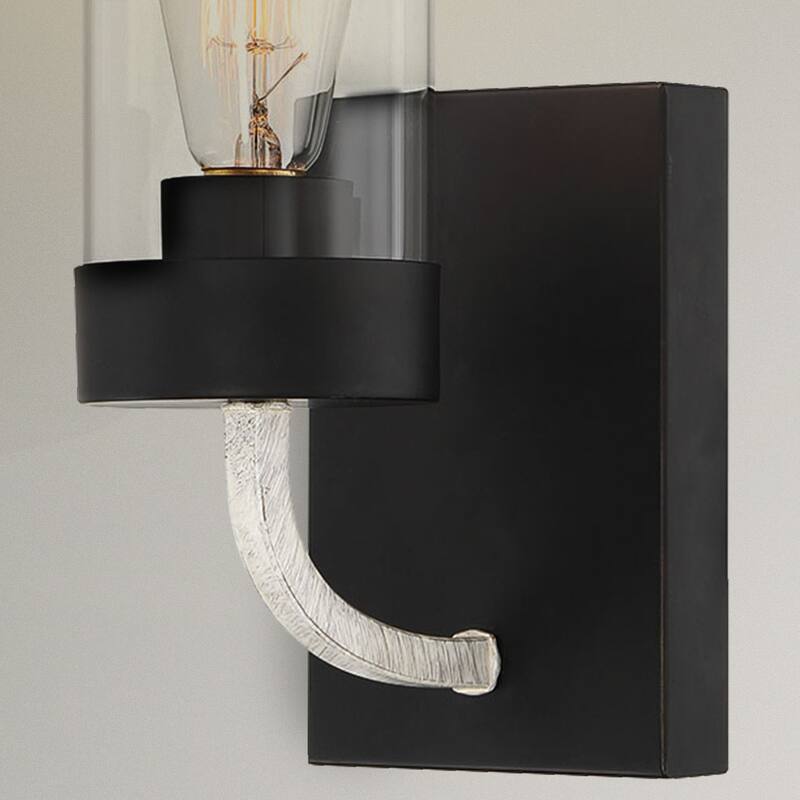 Zertan Single-Light Armed Wall Sconce with Black Metal Finish