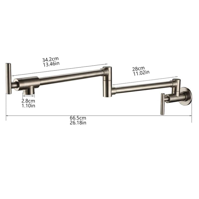 Pot Filler Faucet Wall Mount Folding Kitchen Sink Faucet Double Joint Swing Arm Articulating Commercial Double Handle Taps