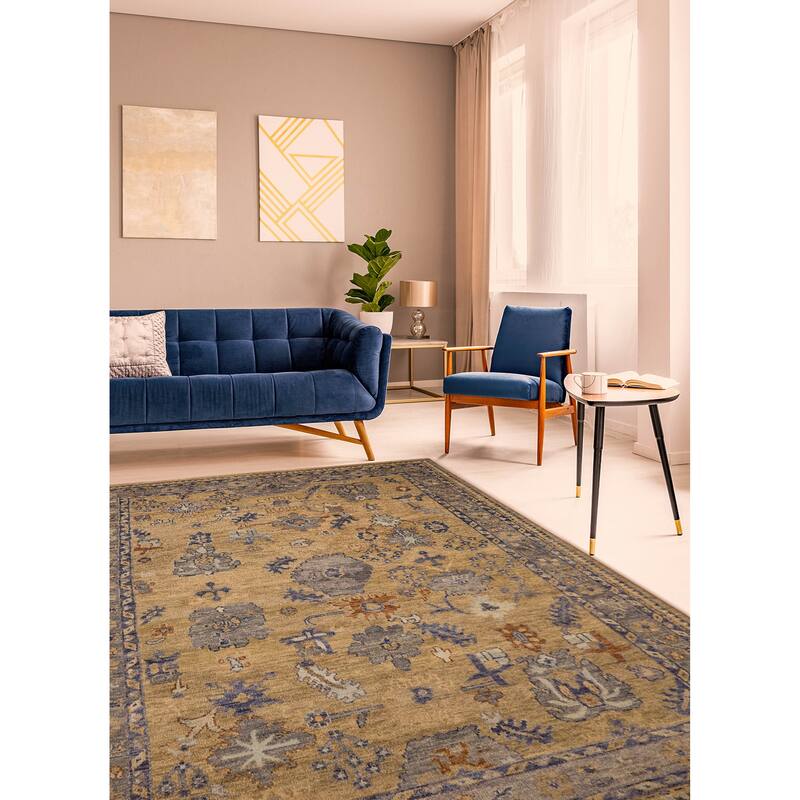 ECARPETGALLERY Hand-knotted Jules Serapi Khaki Wool Rug - 8'11 x 11'11