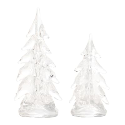 Clear Glass Pine Tree (Set of 2) - N/A