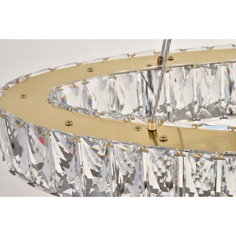 Madelyn Integrated LED light Chrome Chandelier Clear Royal Cut Crystal - 48"W X 11.8"H